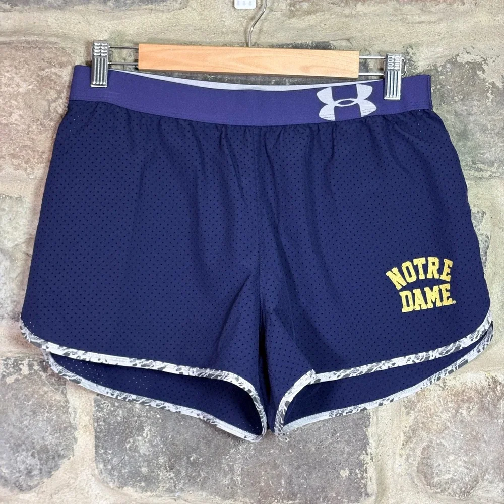 Under Armour Notre Dame Fighting Irish Navy Blue Mesh Athletic Shorts Women's‎ M
